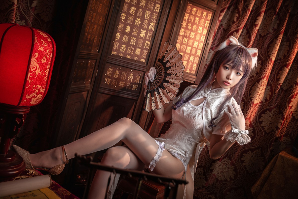 图片[10]-[Cosplay]雯妹不讲道理 – 旗袍白丝吊带袜 – COSPLAY-御萝部落