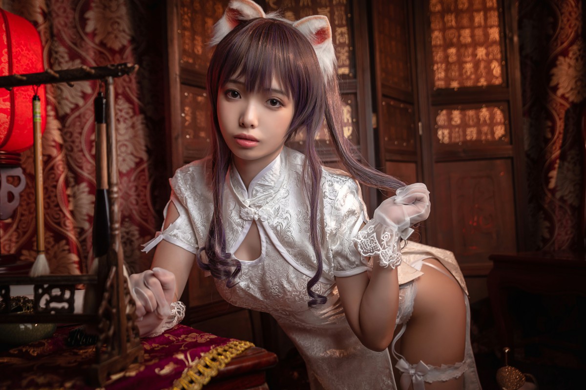 图片[12]-[Cosplay]雯妹不讲道理 – 旗袍白丝吊带袜 – COSPLAY-御萝部落