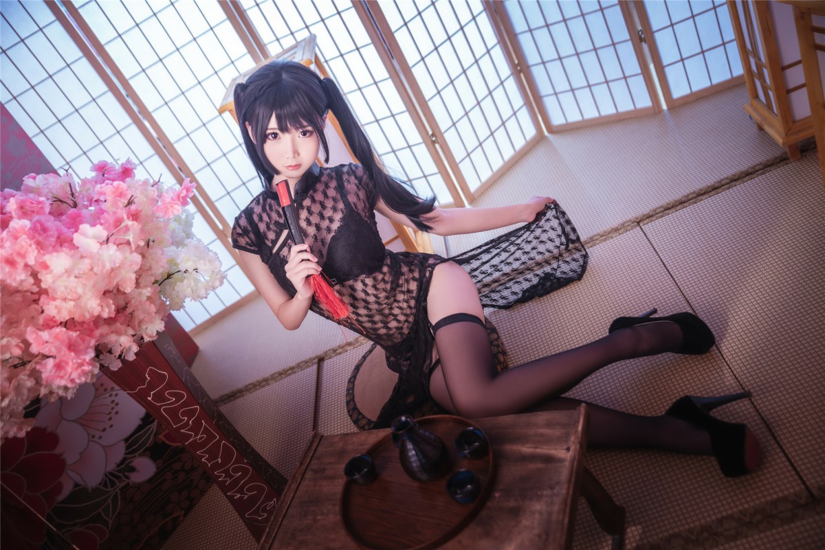 [Cosplay]面饼仙儿 – 黑丝情趣旗袍 – COSPLAY-御萝部落