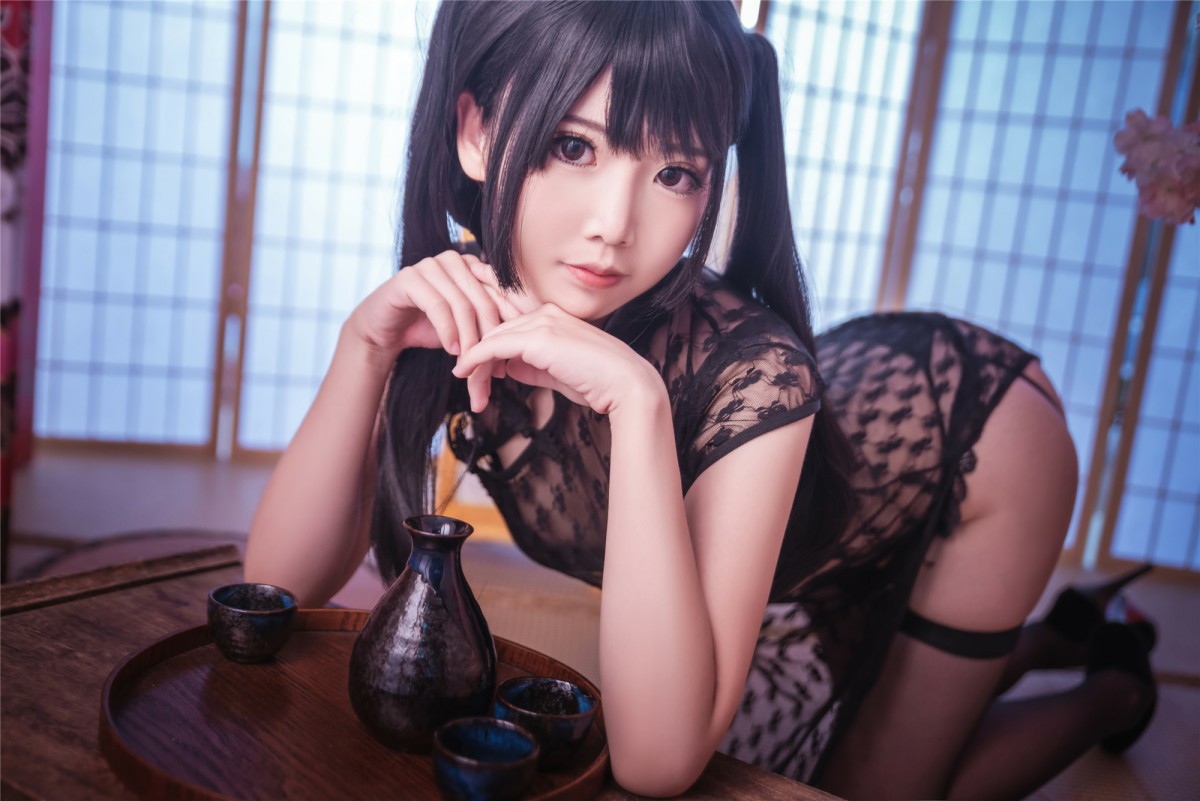 图片[6]-[Cosplay]面饼仙儿 – 黑丝情趣旗袍 – COSPLAY-御萝部落