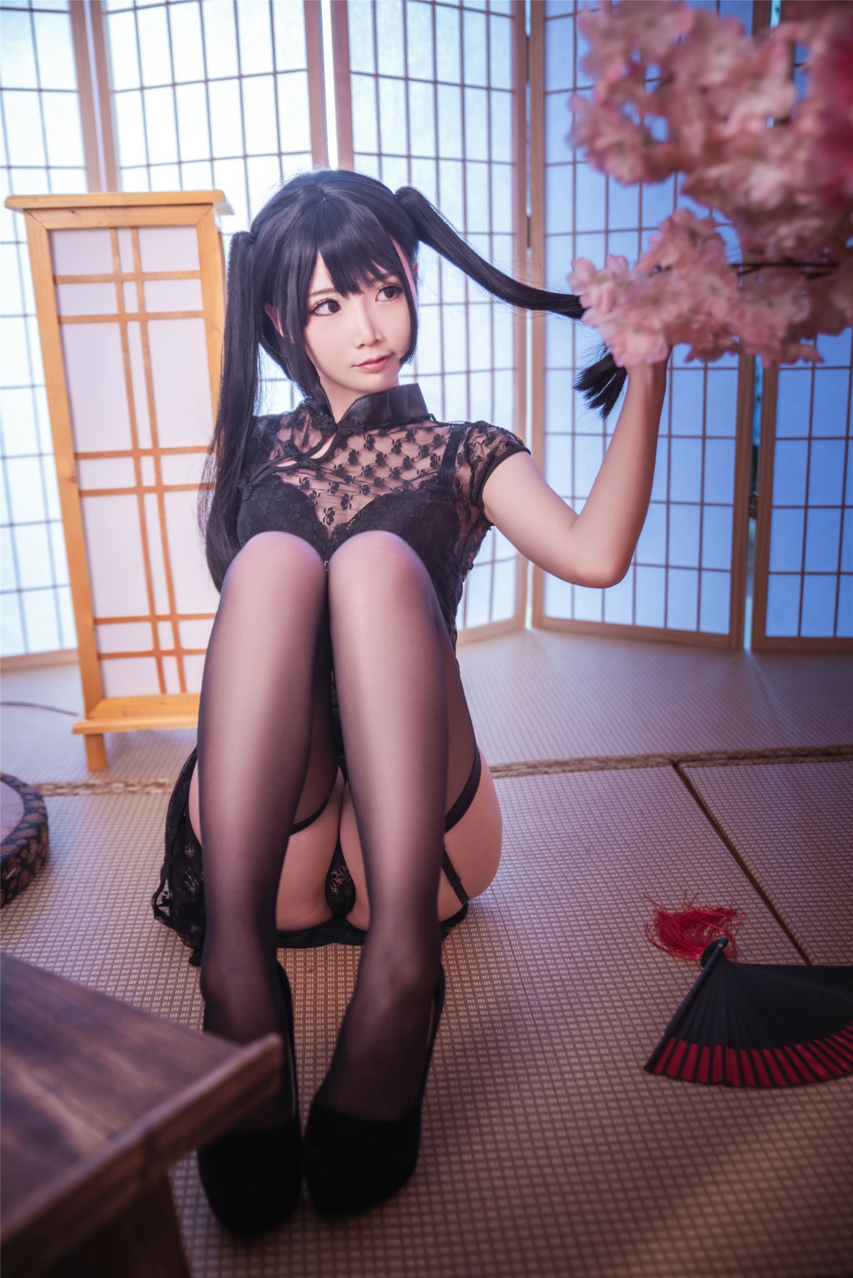 图片[8]-[Cosplay]面饼仙儿 – 黑丝情趣旗袍 – COSPLAY-御萝部落